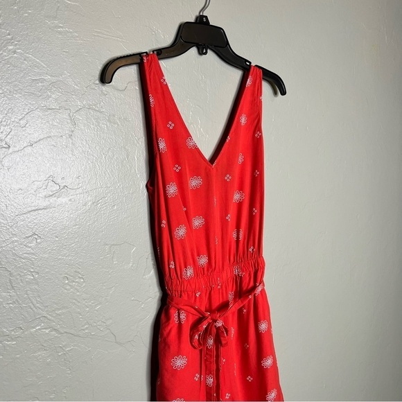 Loft Coral Daisy Wide Leg Tie Waist Jumpsuit - Picture 4 of 8